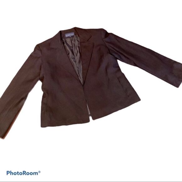 Herman Geist vintage black Linen/Rayon Open Front Blazer Womens Sz 6 - Picture 3 of 9